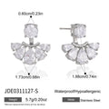 Kika Delicate Round Water Drop Zircon Front Back Stud Earrings Stainless Steel 316L