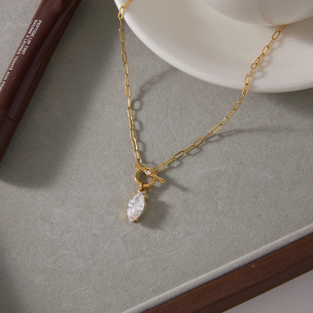 Kika Classic Horse Eye Shape Zircon Pendant Necklace