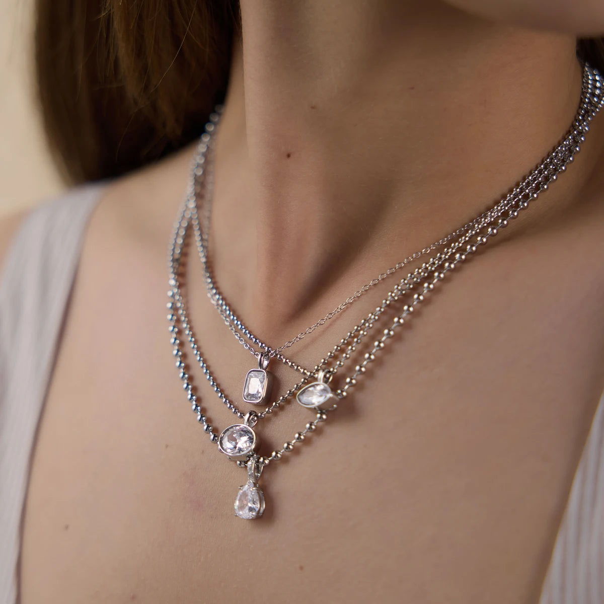 Kika Classic Geometric Zircon Pendant Necklace