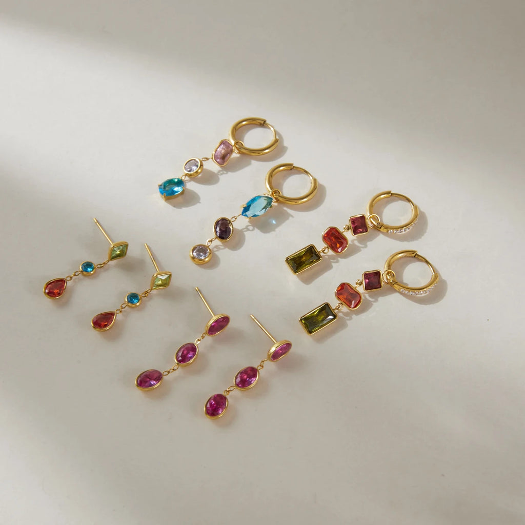Kika Elegant Multicolor Geometric Zircon Drop Earrings