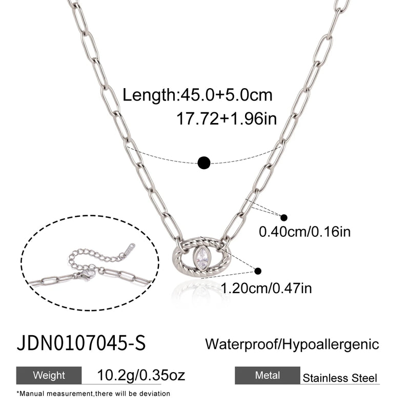 KIKA Vintage Horse Eye Shape Zircon Evil Eye Pendant Necklace For Women Minimalist Stainless Steel Necklace Fashion Jewelry
