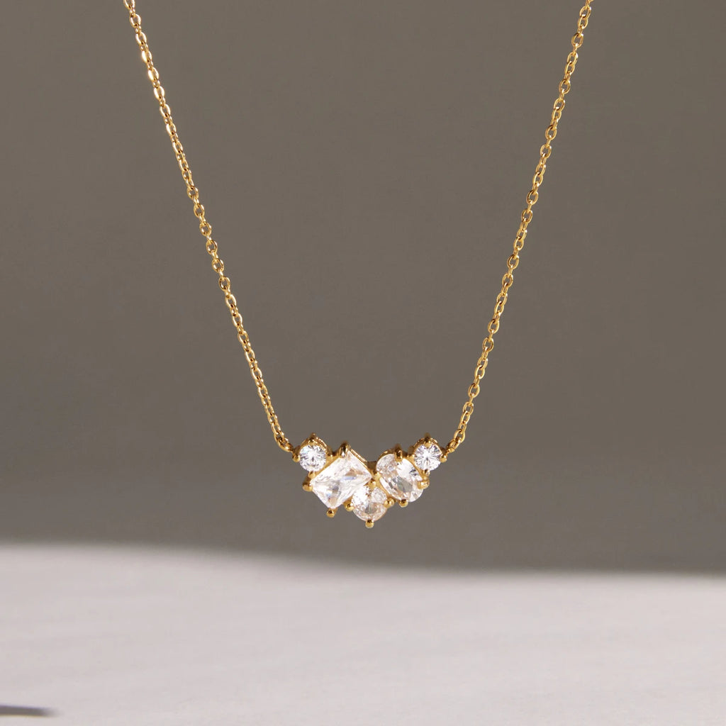 KIKA Geometric Zircon Pendant Necklace For Women Minimalist 18K Gold PVD Plated Stainless Steel Necklace Fashion Jewelry Gift