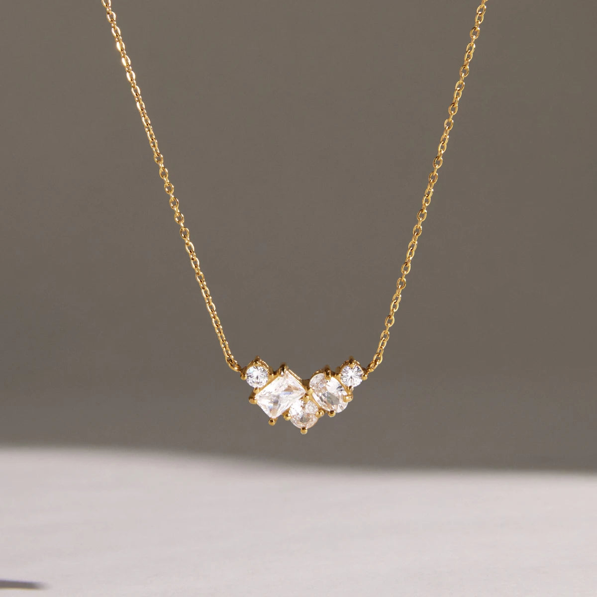 KIKA Geometric Zircon Pendant Necklace For Women Minimalist 18K Gold PVD Plated Stainless Steel Necklace Fashion Jewelry Gift