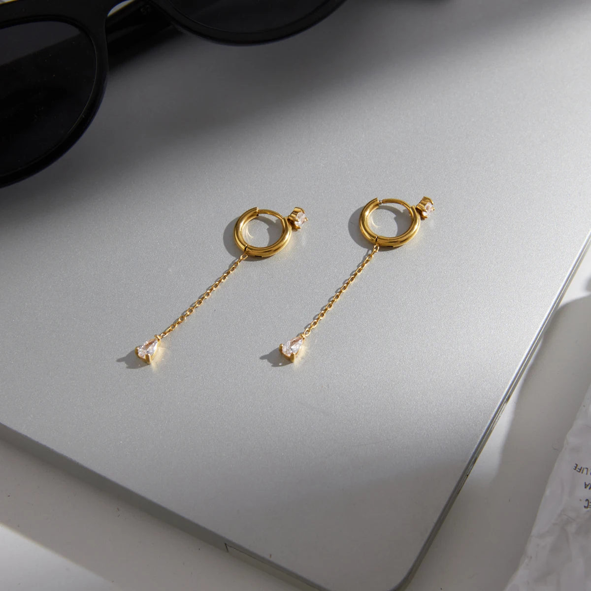KIKA Classic Water Drop Zircon EarringsPVD Gold Plated Stainless Steel 316L