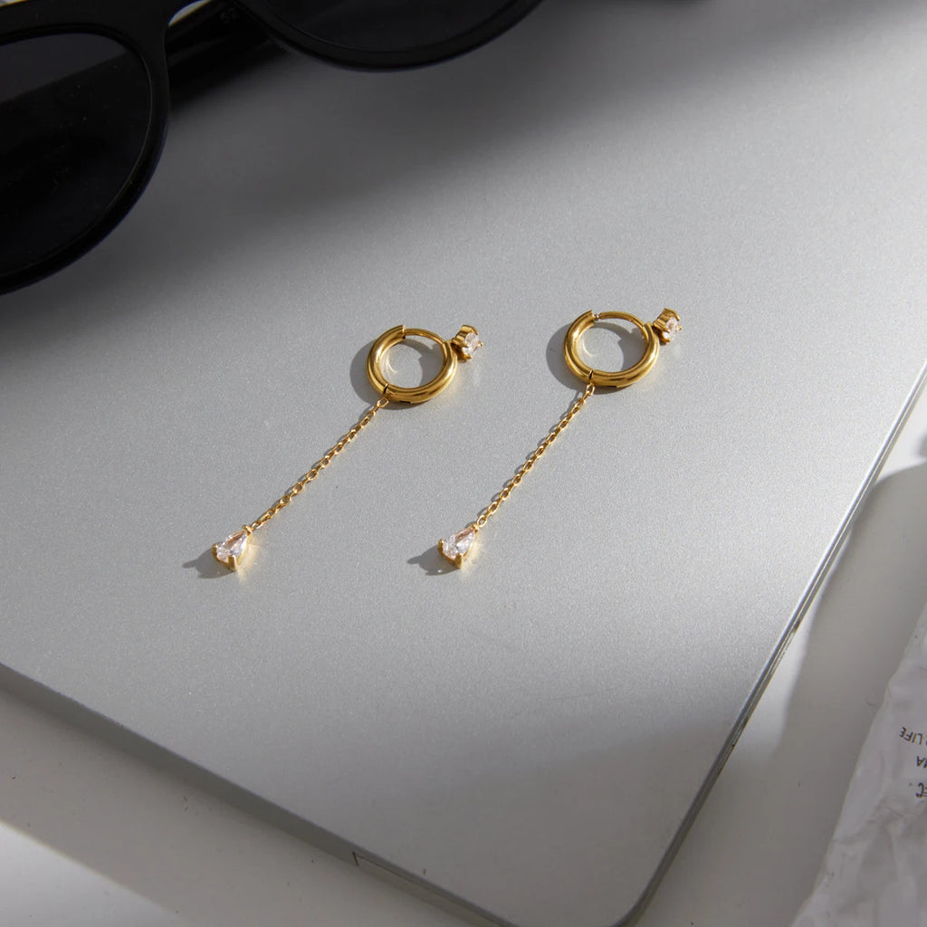 KIKA Classic Water Drop Zircon EarringsPVD Gold Plated Stainless Steel 316L