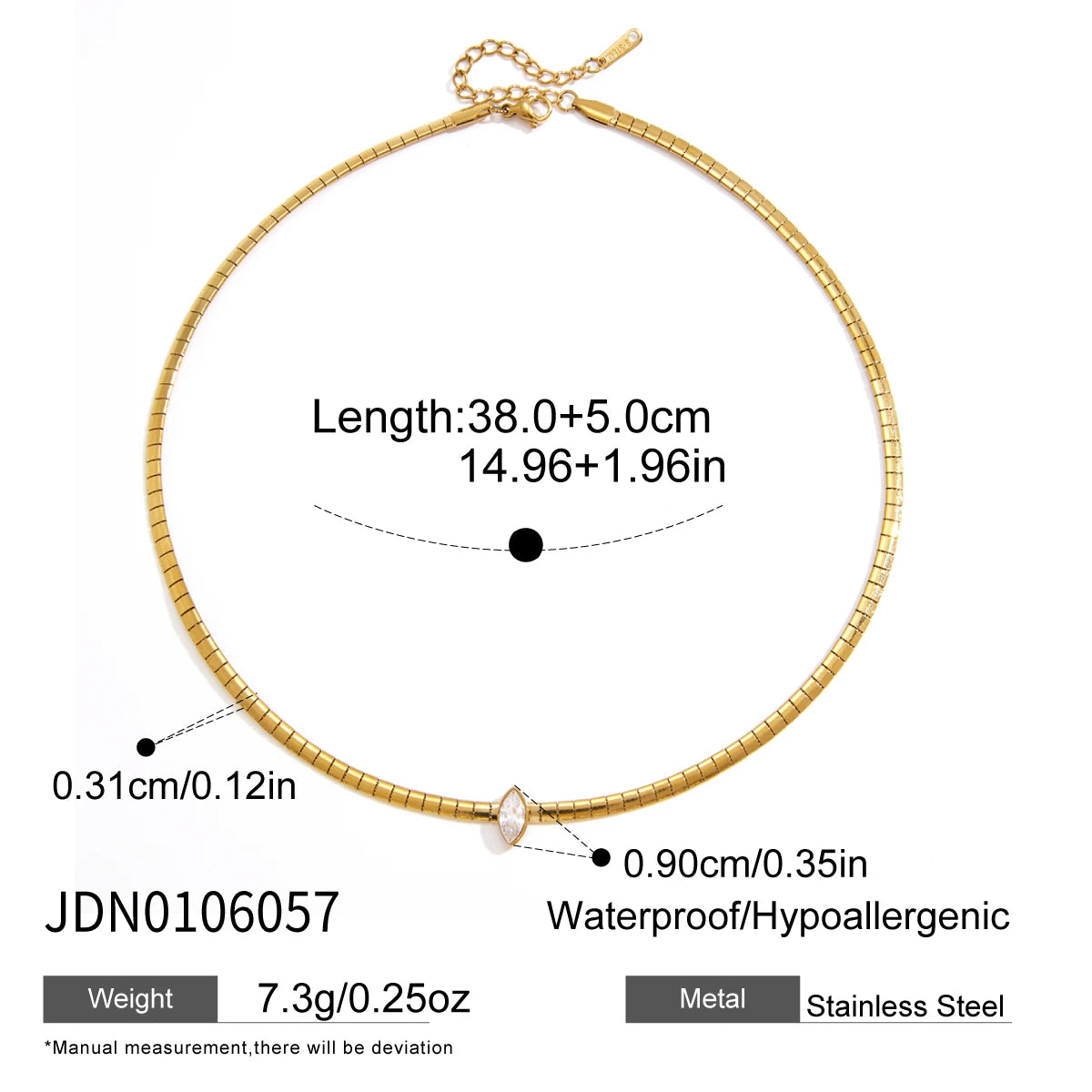 Kika Geometric Zircon Pendant Necklace 18K Gold PVD Plated Stainless Steel 316L