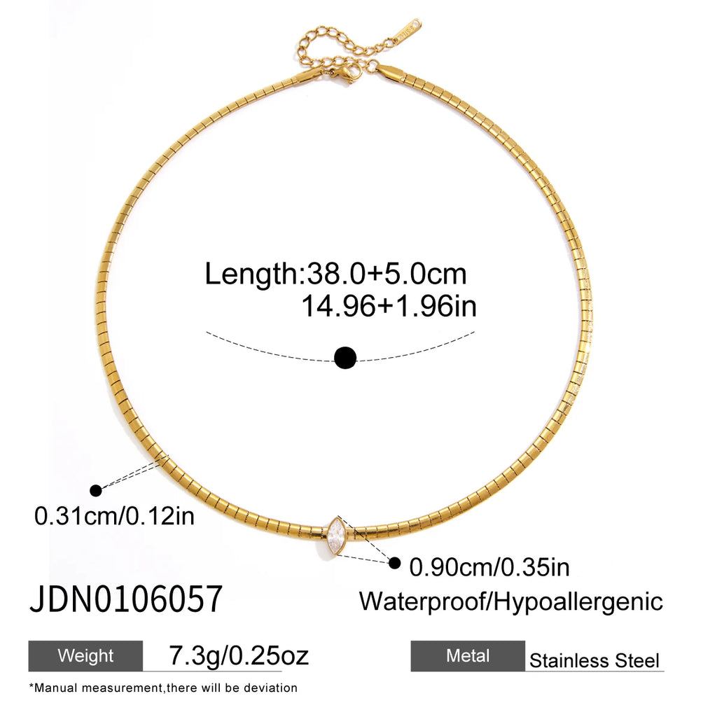 Kika Classic Geometric Zircon Pendant Necklace Minimalist 18K Gold Plated Stainless Steel 316L