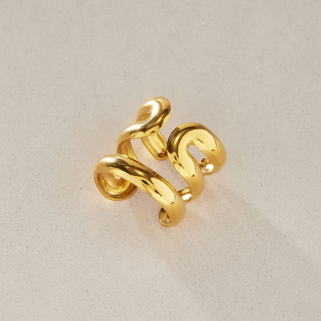 KIKA Classic Multilayer Hollow Open Rings  Minimalist 18K Gold PVD Plated Stainless Steel 316L