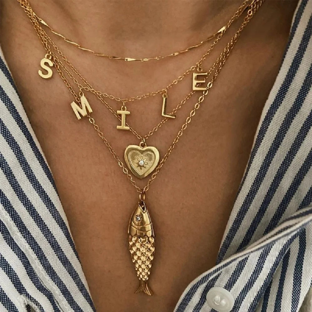 Kika  Minimalist Stainless Steel Carp Pendant Necklace