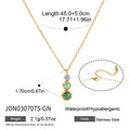 KIKA Malachite Stone Zircon Pendant Necklace For Women Minimalist 18K Gold PVD Plated Stainless Steel 316L