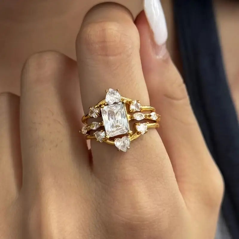 KIKA Classic Geometric Zircon Rings For Women Minimalist 18K Gold PVD Plated Stainless Steel Rings Party Fashion Jewelry Gift