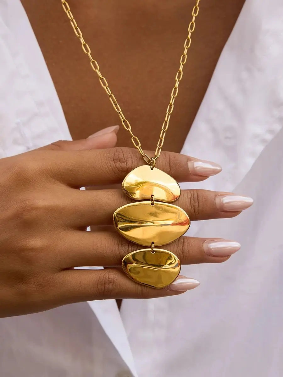 Kika Statement Irregular 3-Layer Circular Pendant Necklace