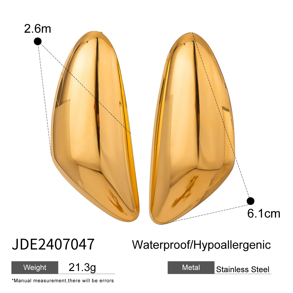 Kika Stainless Steel Elongated Unusual Stud Earrings