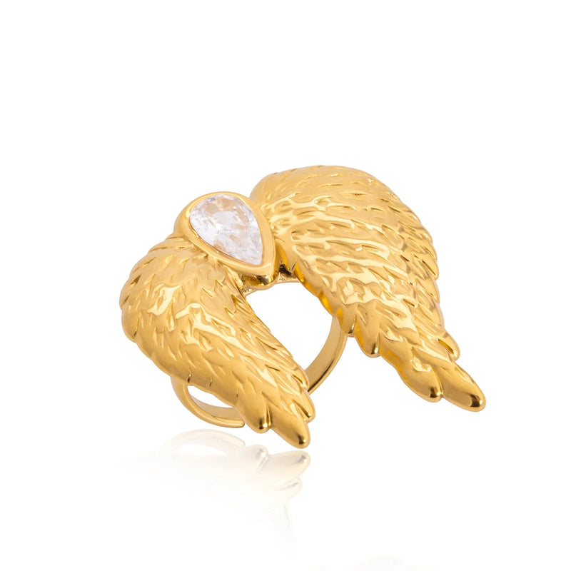 Classic White Zircon Wings Opening Ring