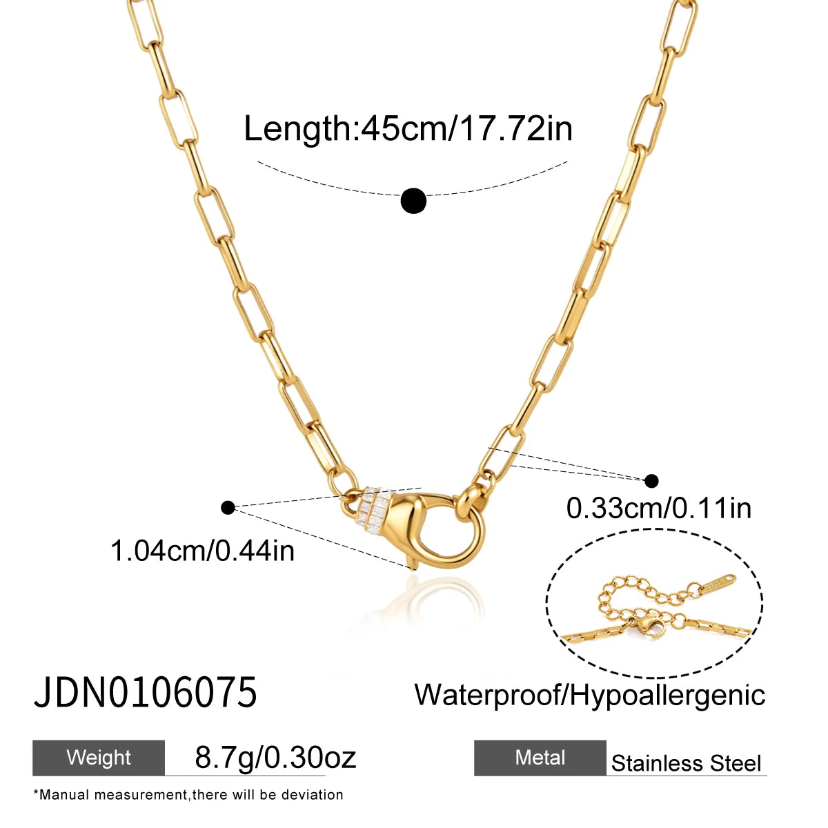 KIKA Geometric Lobster Clasp Pendant Necklace  18K Gold PVD Plated Stainless Steel 316L DIY