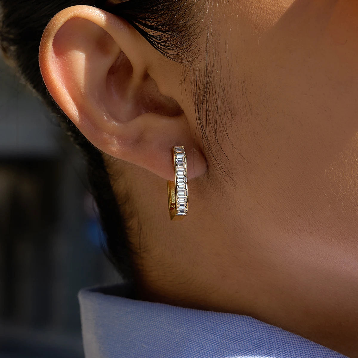 Kika Classic Zircon Geometric Clip Earrings Minimalist 18K Gold PVD Plated Stainless Steel 316L