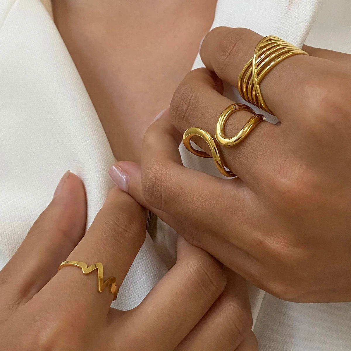 Fashion Texture Irregular Ring Stackable