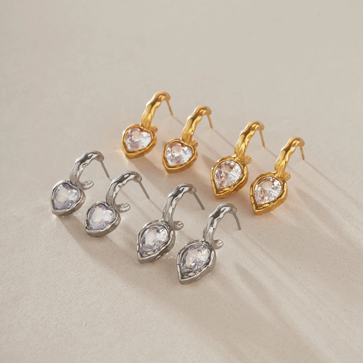 Kika Classic Geometric Zircon Stud Earrings Minimalist 18K Gold Plated Stainless Steel 316L