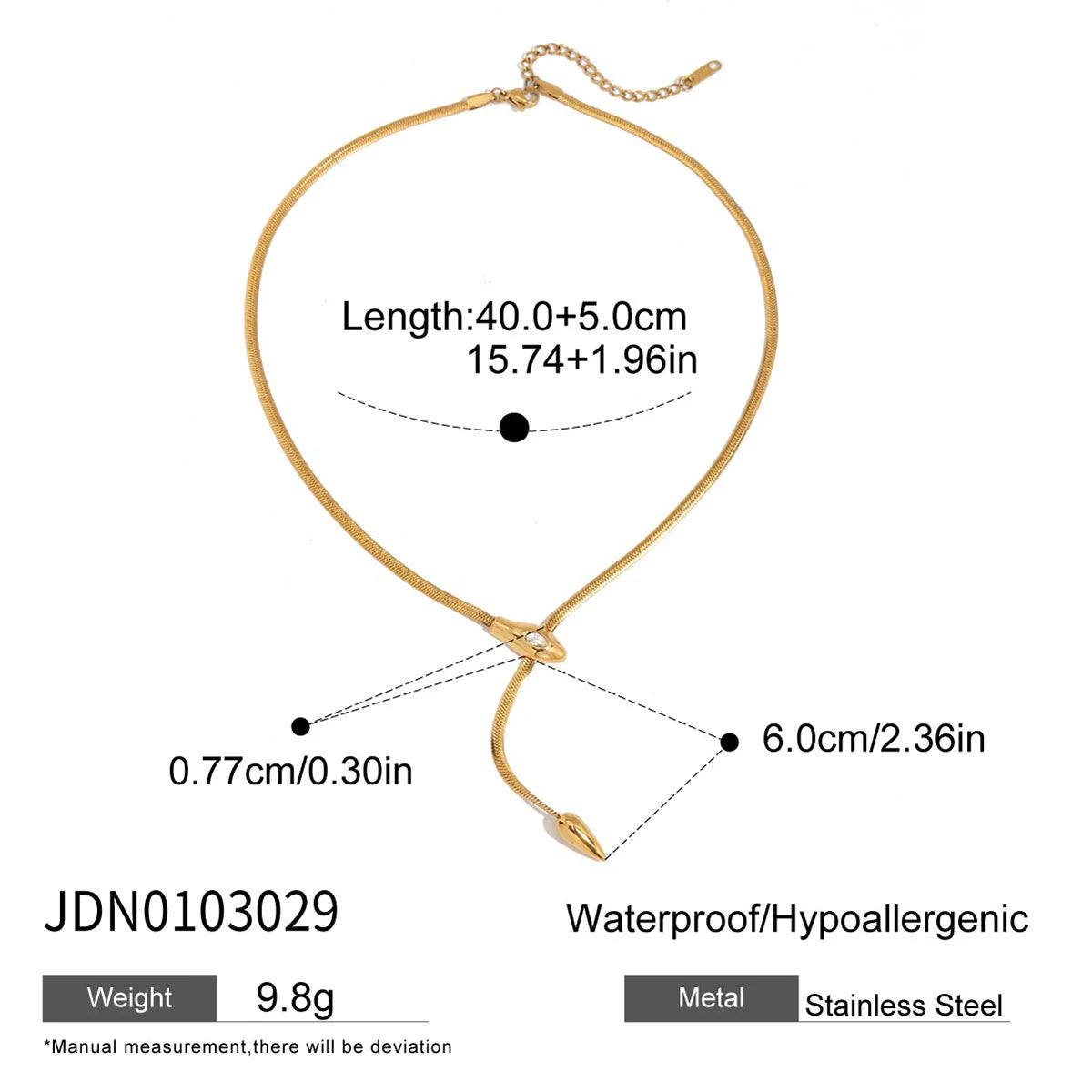 Kika Simple Classic Zircon Serpentine Necklace