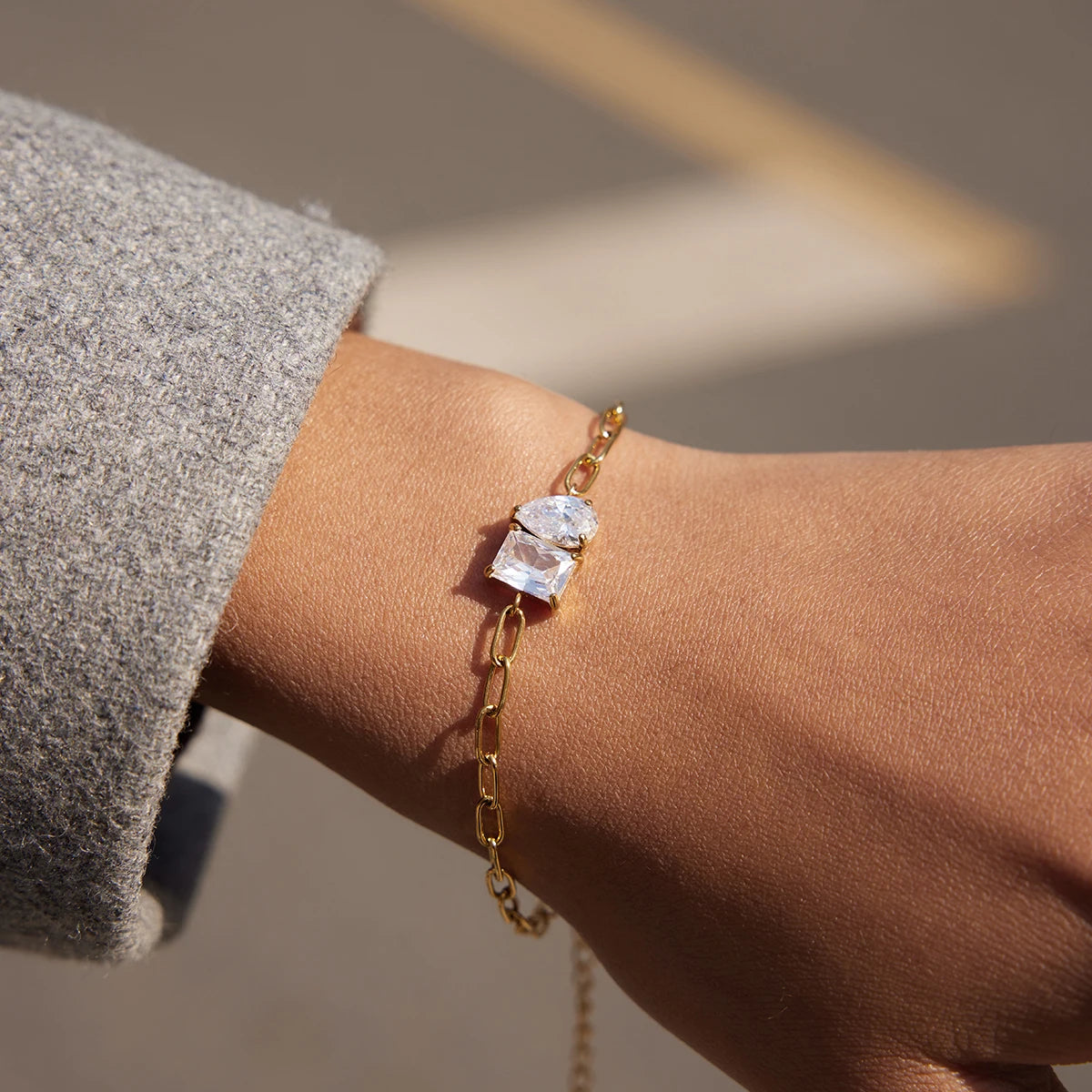 White Zircon Chain Bracelet