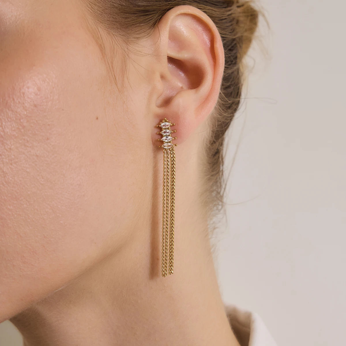 KIKA Geometric Zircon Earrings PVDt 18K Gold Plated Stainless Steel 316L