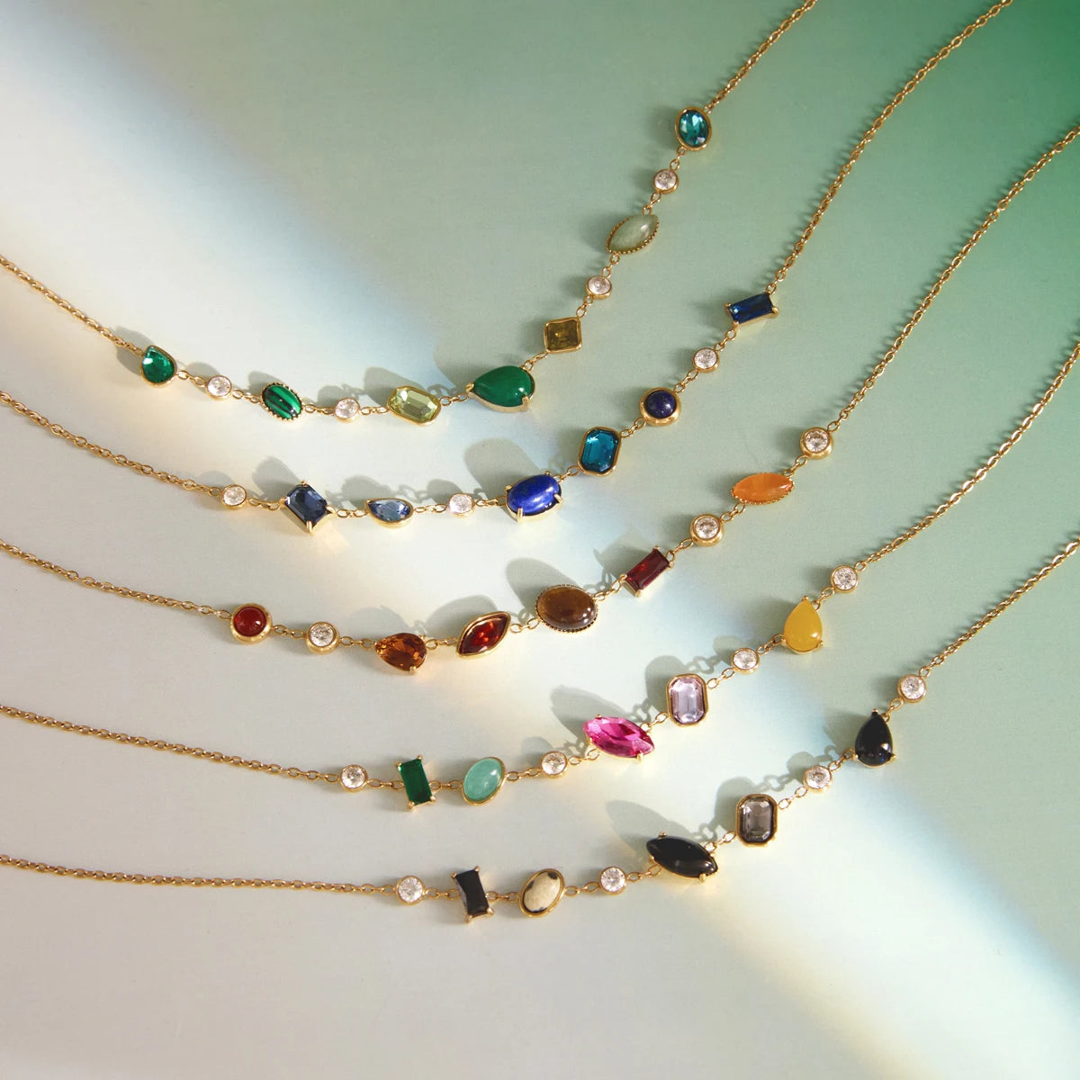 KIKA Natural Stone Zircon Crystal Pendant Necklace For Women 18K Gold PVD Plated Stainless Steel Necklace Fashion Jewelry Gift