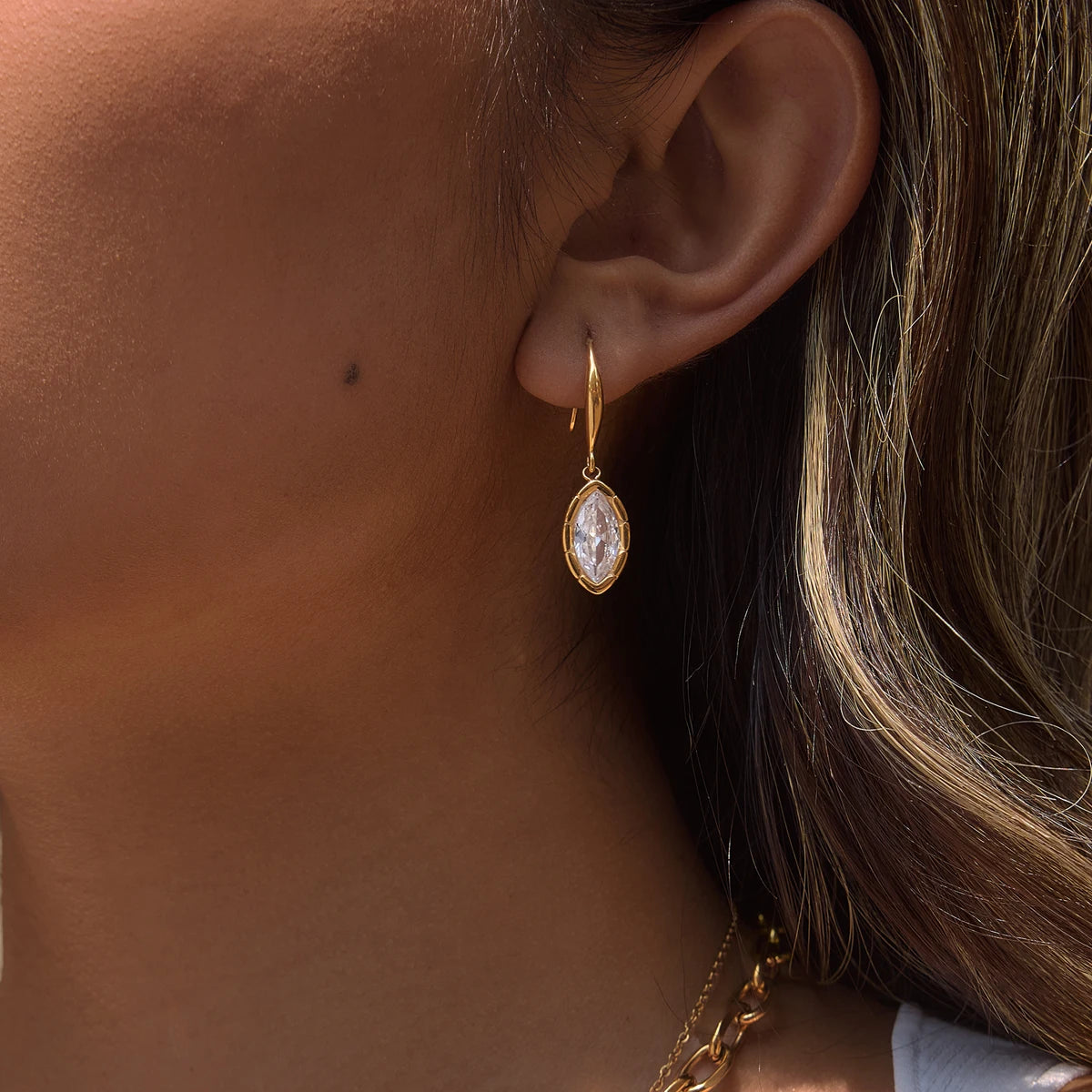 KIKA Classic Geometric Zircon Drop Earrings PVD Plated Stainless Steel 316L