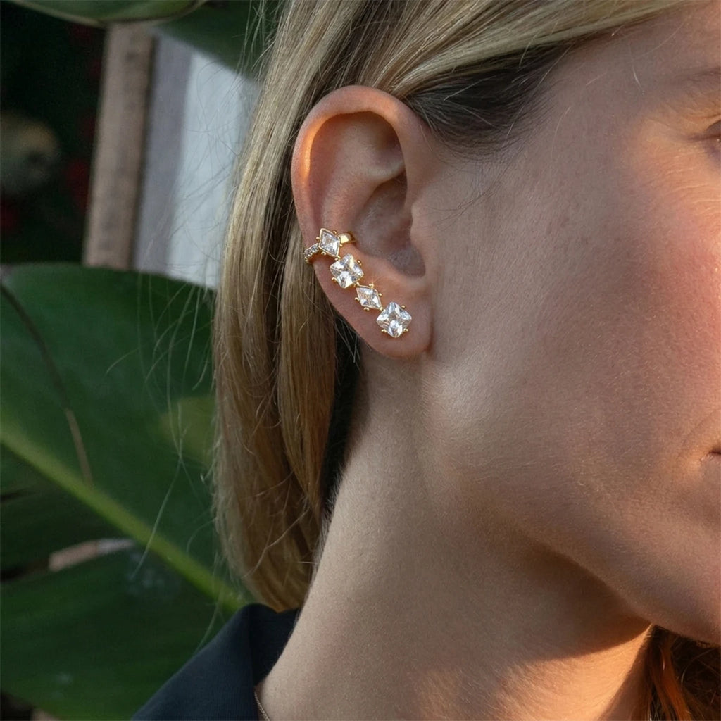 KIKA Classic Geometric Zircon Non-piercing Ear Clip PVD Plated Stainless Steel316L