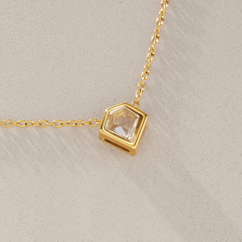 KIKA Classic Geometric Zircon Pendant Necklace PVD Gold Plated Stainless Steel 316L