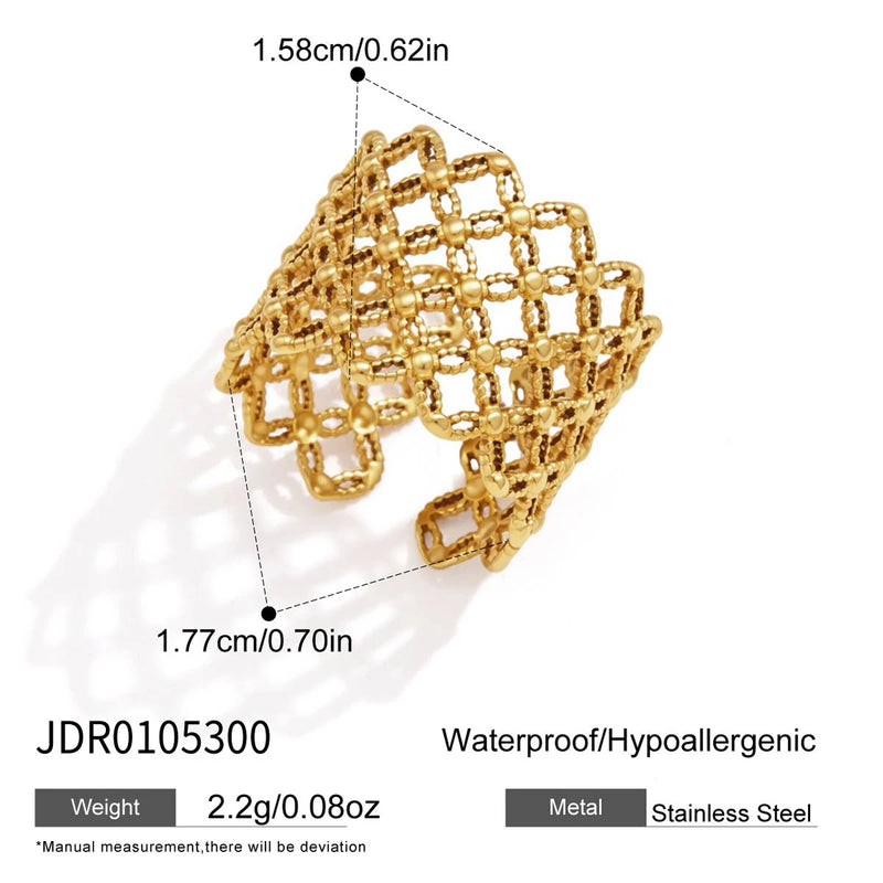 KIKA Classic Hollow Open Mesh Rings PVD Plated Stainless Steel 316L