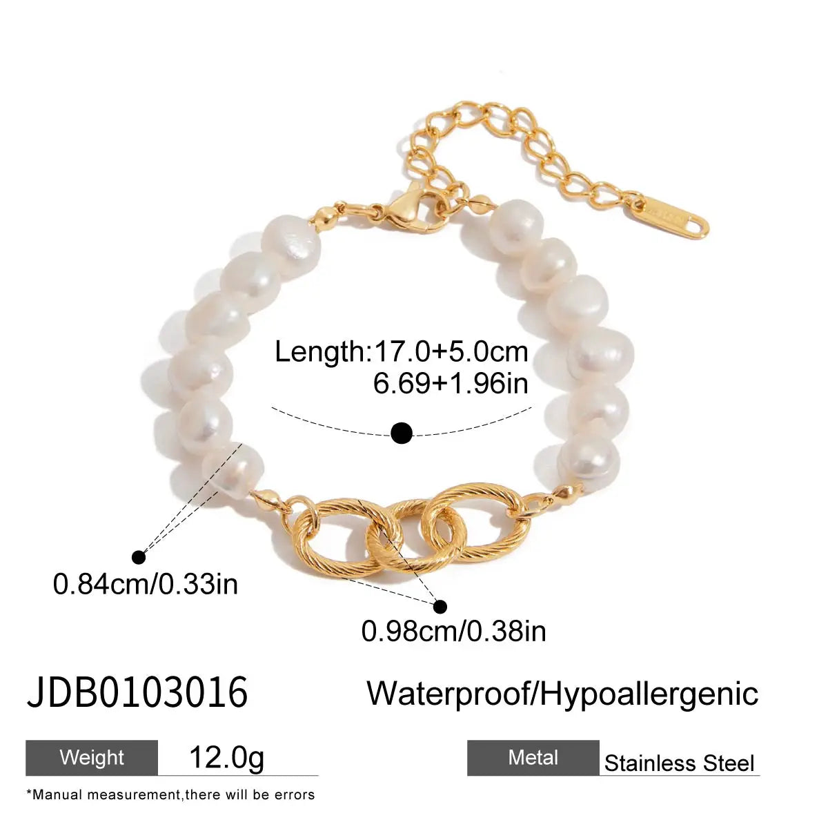 Kika Elegant Style 18K Gold Color Plated Stainless Steel Freshwater Pearl Thread Ring