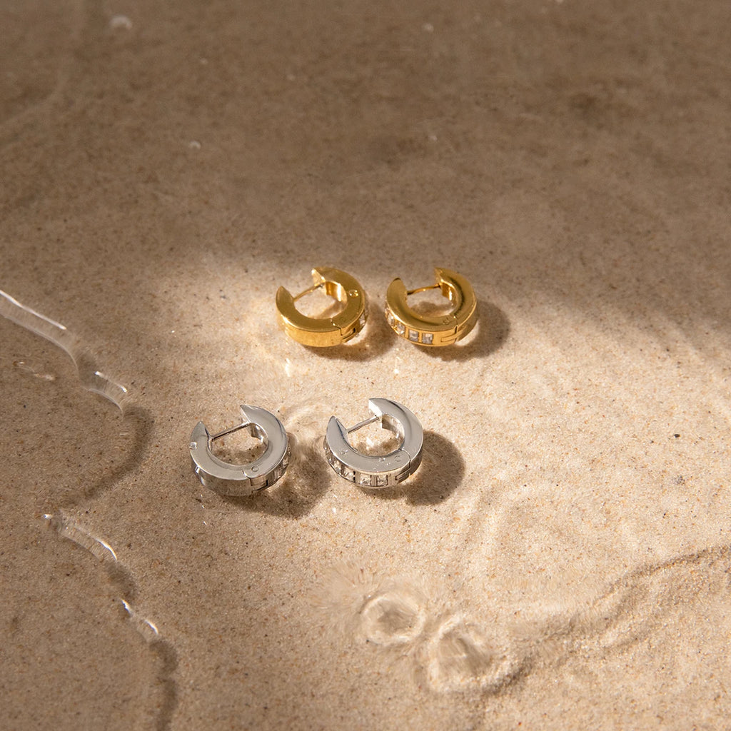 White Rhinestones Gold /Silver Color Plated Earring