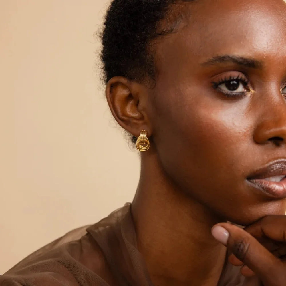 Mini Double Hoop Stud Earrings by Caitlyn