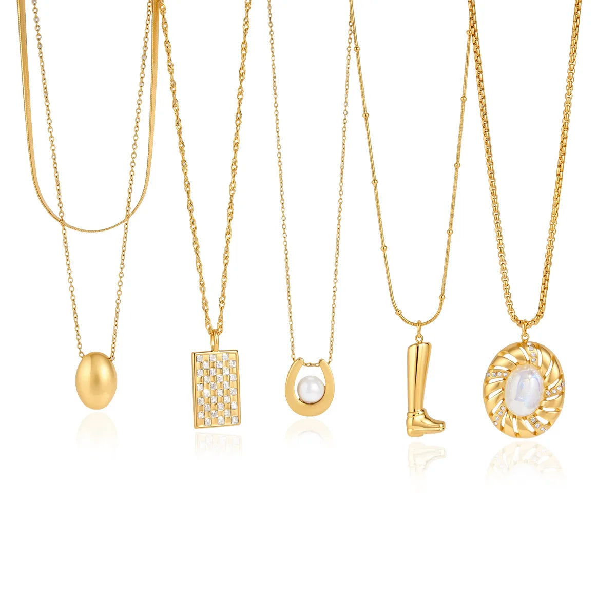 KIKA Minimalist Geometric Pendant Necklace For Women Classic 18K Gold PVD Plated Stainless Steel 316L