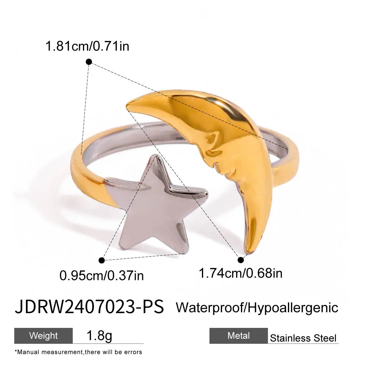KIKA Minimalist Stainless Steel 3216L Two tone Hollow Flower Ring Stackable Texture Ring