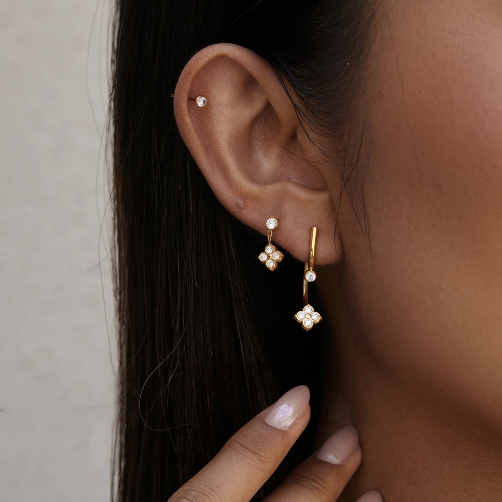 Kika 3 Pcs/Set Delicate Zircon Earrings Minimalist 18K Gold PVD Plated Stainless Steel 316L