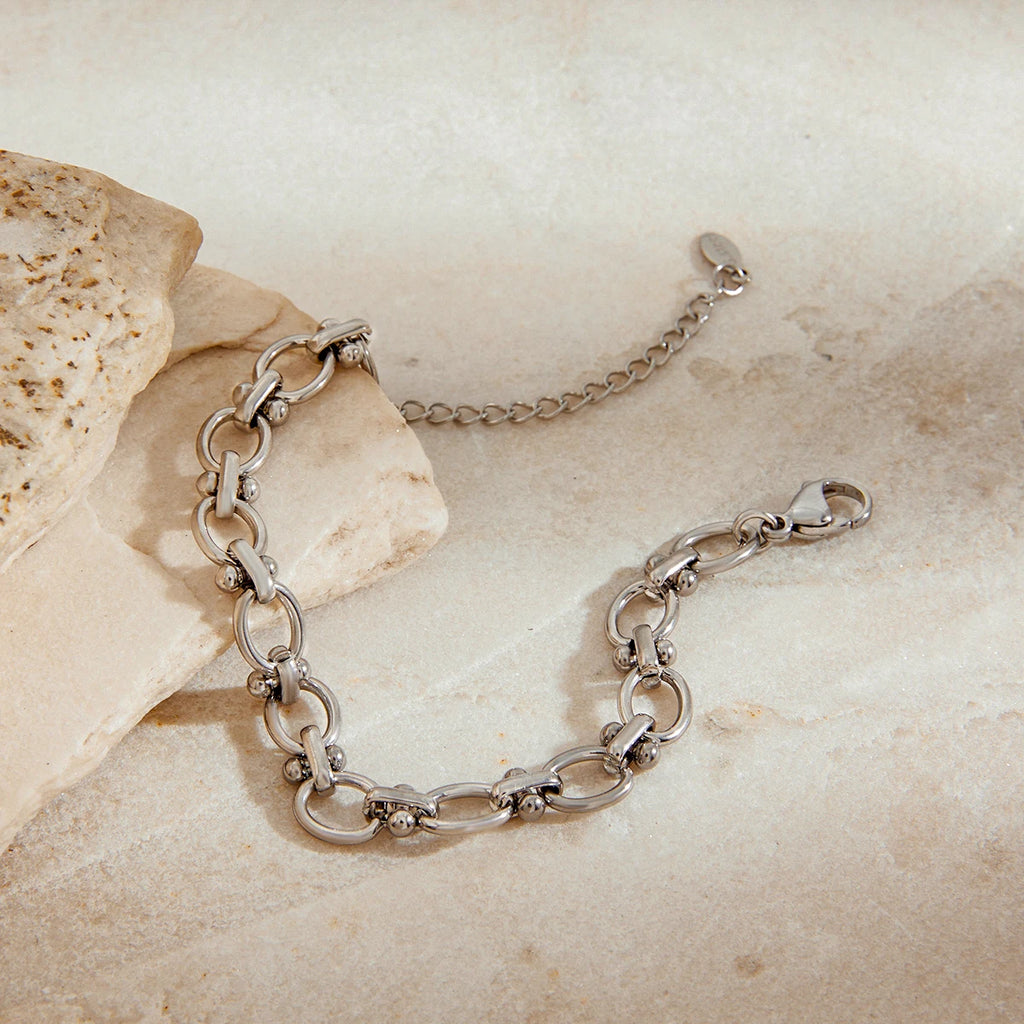 KIKA Minimalist Hammer Pattern Adjustable Bracelet Stainless Steel 316L Serpentine Chain Blade Chain Stackable