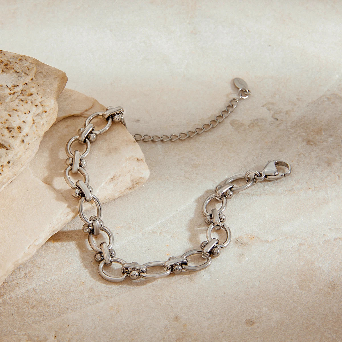 KIKA Minimalist Hammer Pattern Adjustable Bracelet Stainless Steel 316L Serpentine Chain Blade Chain Stackable