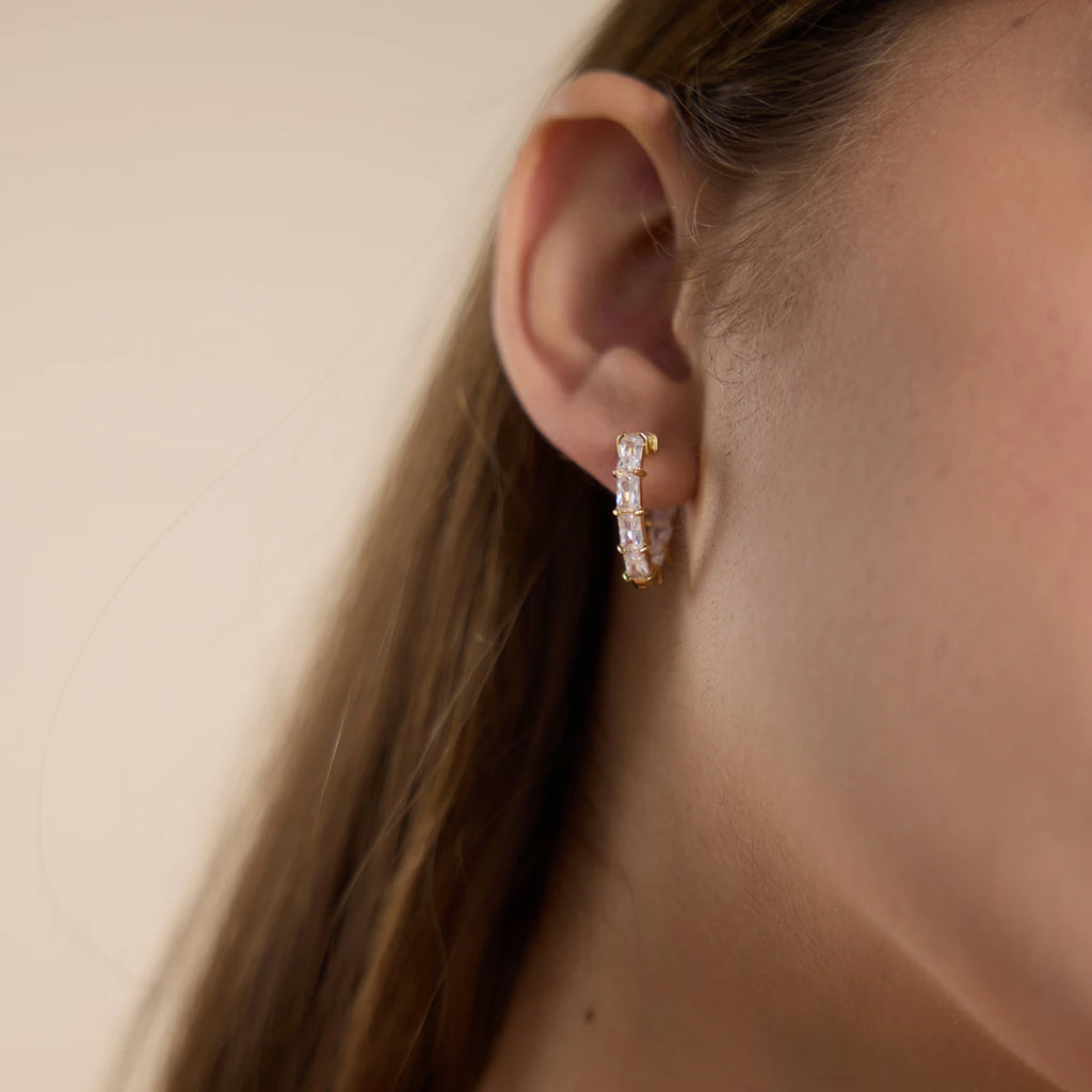 Kika Full Zircon Triangle Shape Clip Earrings For Women Minimalist 18K Gold PVD Plated Stainless Steel 316L