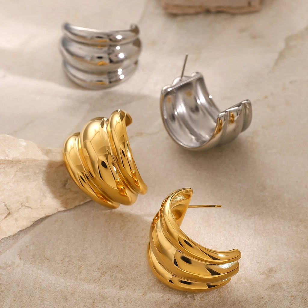 Kika Geometric Unusual Huggie Earrings