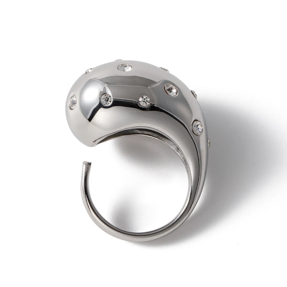 Kika Stainless Steel Half Empty Chunky Exclusive Ring 18K PVD Plated Waterproof Texture Personalized Statement Jewelry Women