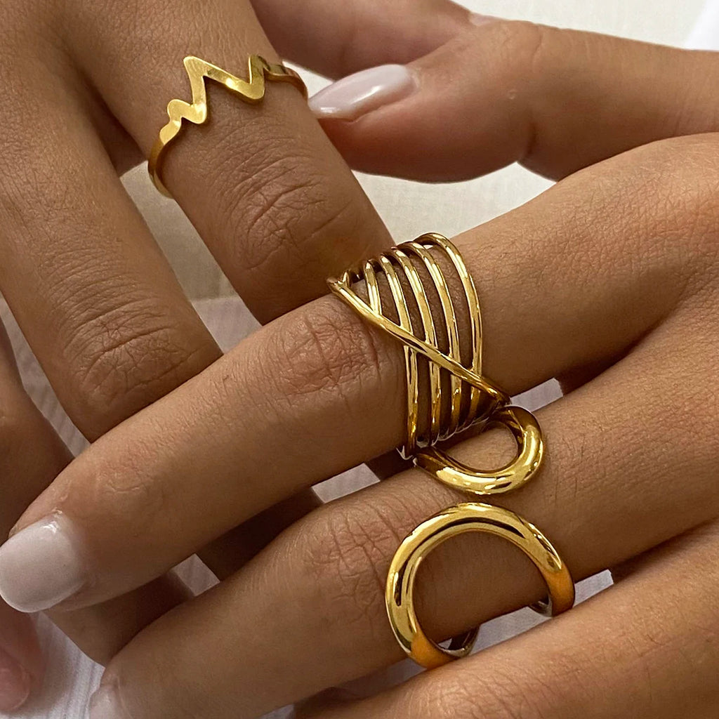 Fashion Texture Irregular Ring Stackable