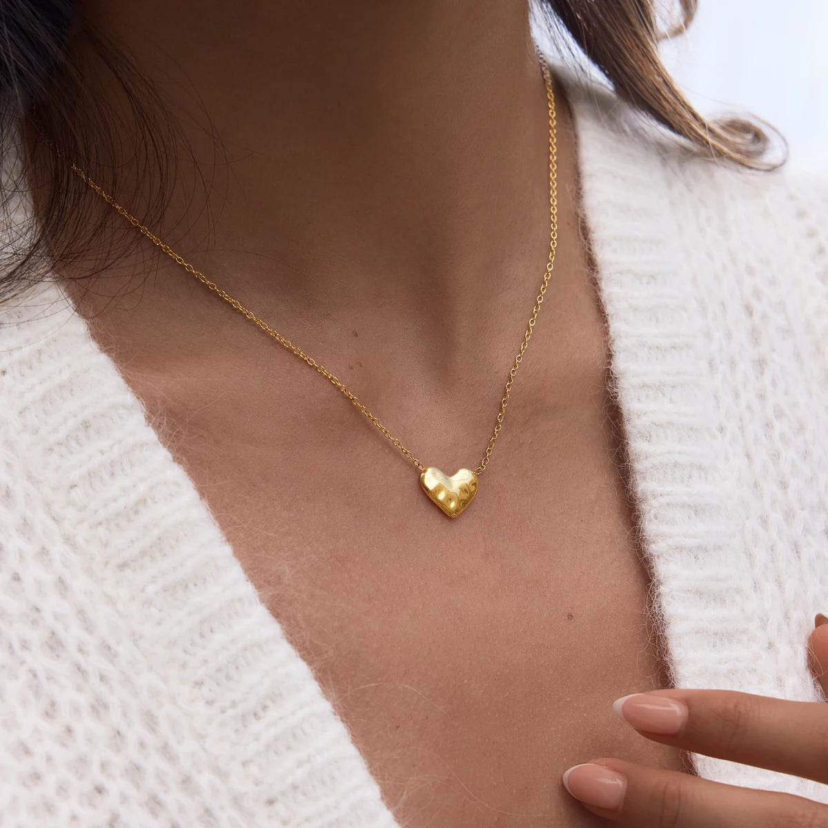Kika Delicate Heart Necklace Earrings Jewelry Set 18K Gold PVD Plated Stainless Steel 316L