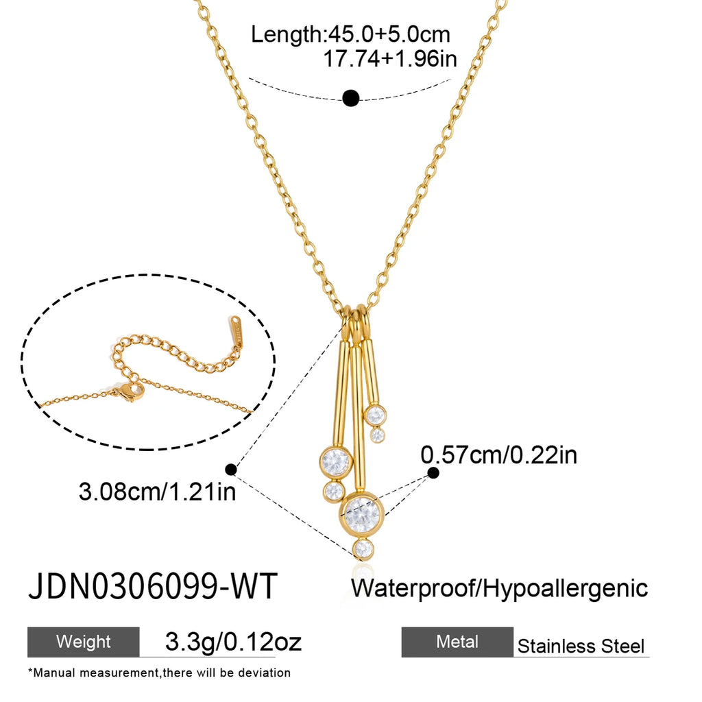 KIKA Delicate Zircon Imitation Pearl Pendant Necklace 18K Gold Plated Stainless Steel 316L