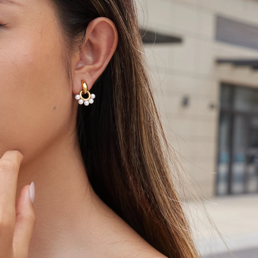 KIKA Elegant Imitation Pearl Stud Earrings 18K Gold PVD Plated Stainless Steel 316L