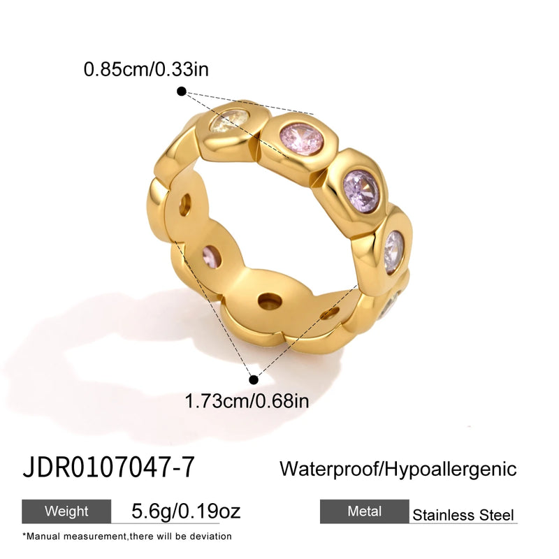 KIKA Elegant Multicolor Zircon Rings For Women Minimalist 18K Gold PVD Plated Stainless Steel 316L Rings Party Wedding Jewelry Gift