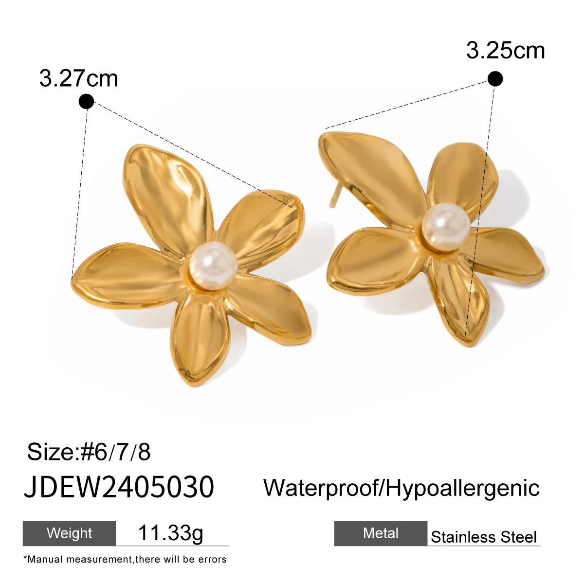 Kika Exquisite Stainless Steel Flower Pearl Ring for Women Texture Anti Allergic Stud Earrings High Quality Jewelry Gift 2024