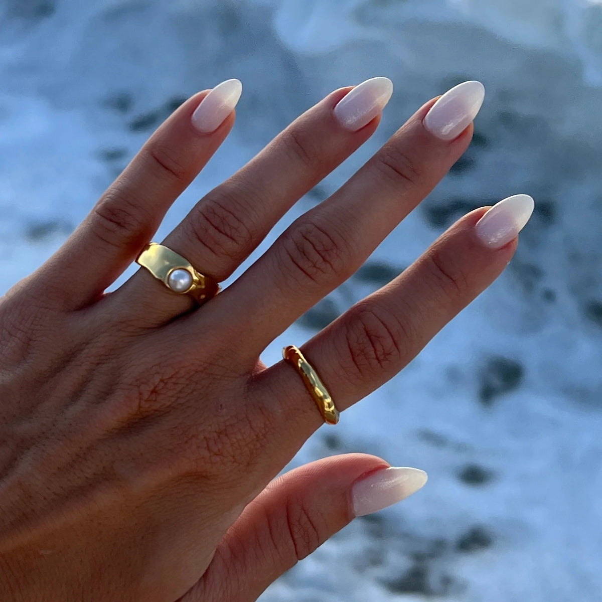 KIKA Vintage Style Ring 18K PVD gold plated Fresh Water Pearl Stainless Steel Jewelry Elegant Imitation Ring Accessories New