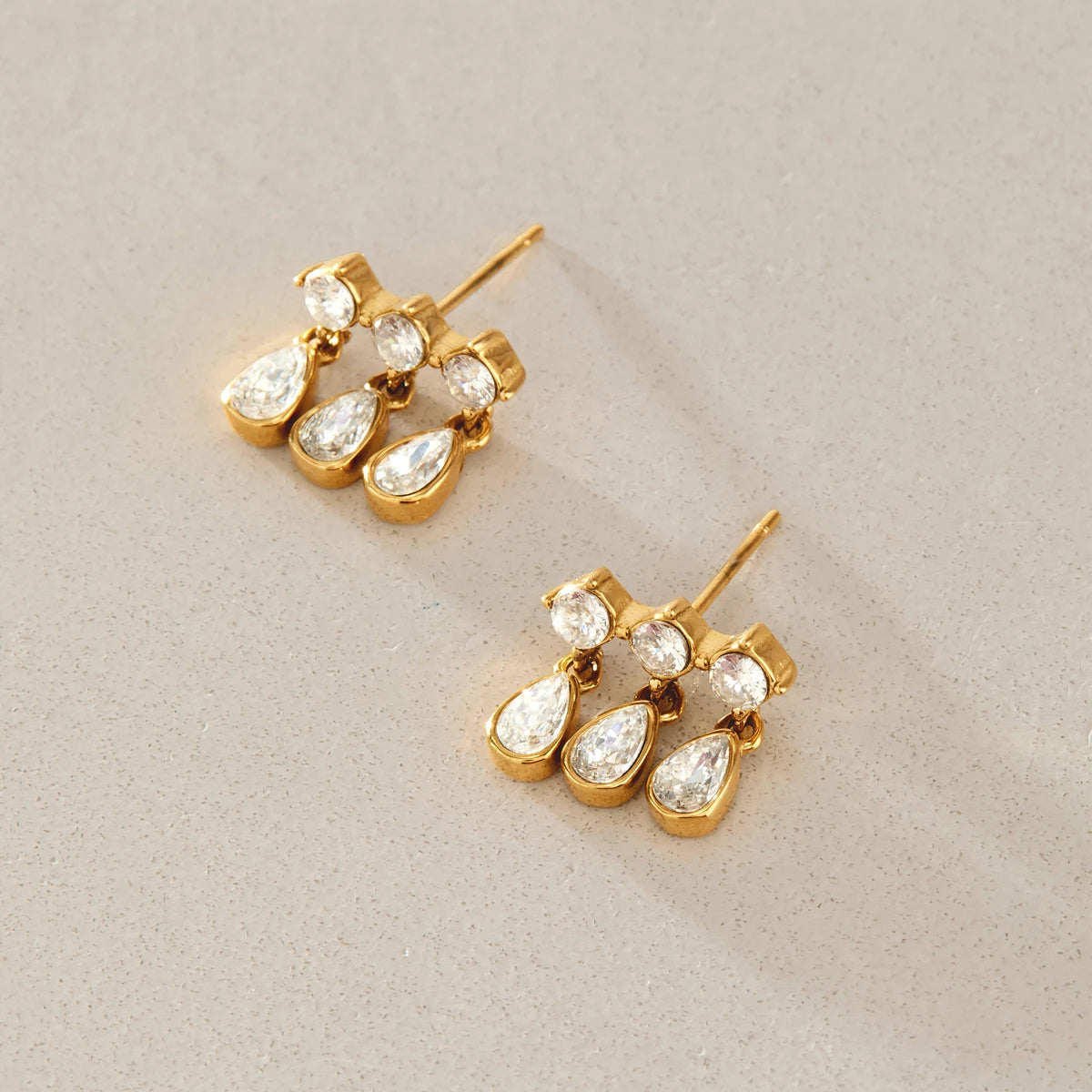 KIKA Delicate Round Water Drop Zircon Earrings For Women 18K Gold PVD Plated Stainless Steel Earrings Fashion Jewelry Gift