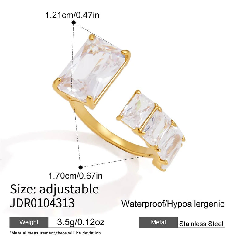 Kika Delicate Geometric Zircon Open Rings